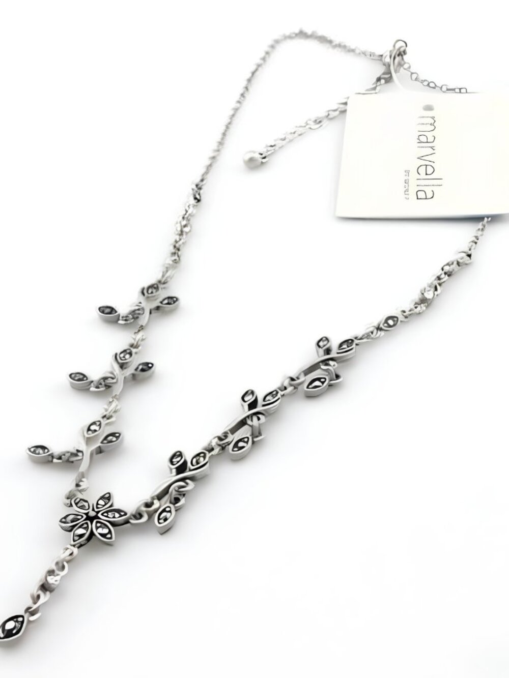 Marvella By Monet Floral Design Marcasite Necklace